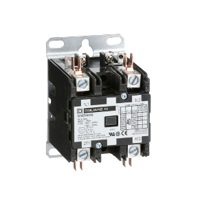 Schneider Electric Definite Purpose Contactor; 40A; 24VAC Coil Voltage; 2-Pole; 2 NO; Open Type; Panel Mount